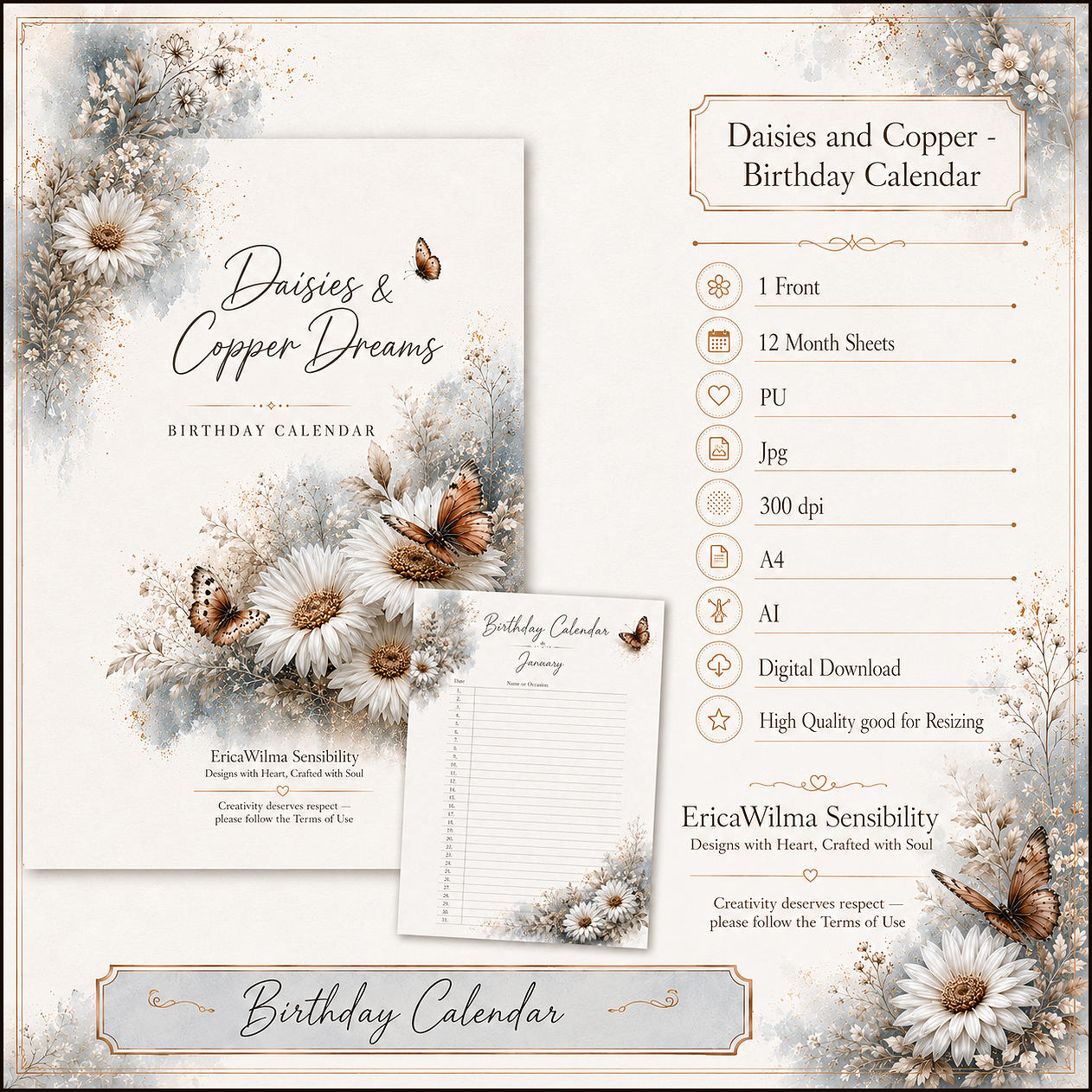 (image for) EW AI Daisies and Copper Dreams - Birthday Calendar 2026